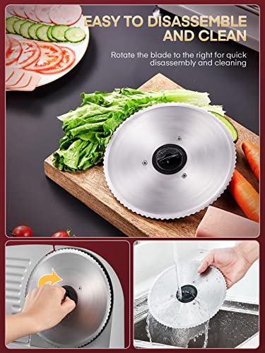 200W Meat Slicer 7.5" Serrated+Smooth Blades & Adjustable Thickness