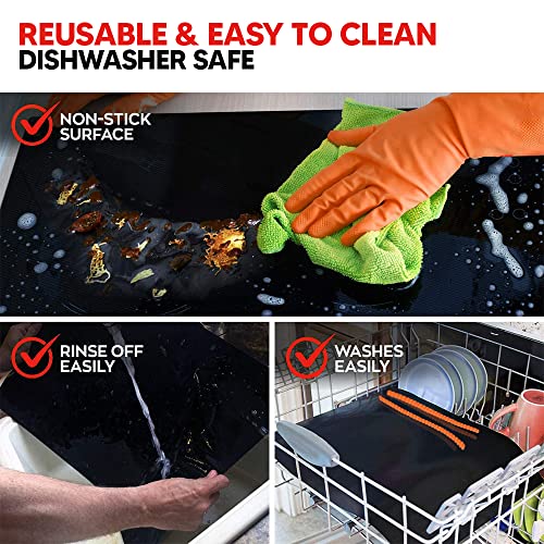 Oven Liners for Bottom of Oven Bundled with Range Rack Shield