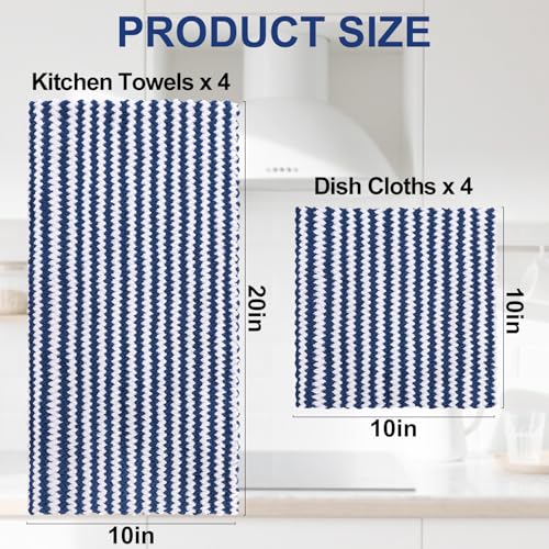 8 Pack Kitchen Towels and Dishcloths Set (8 Count)