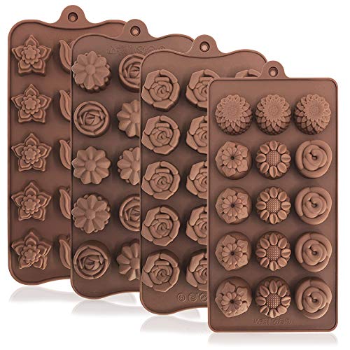 4 Pack Flower Shape Silicone Molds Chocolate Candy Mold