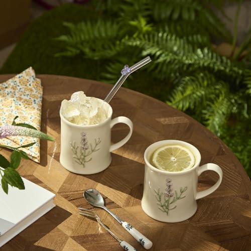 Artisanal Handcrafted Ceramic Mug with Sage Botanical Design