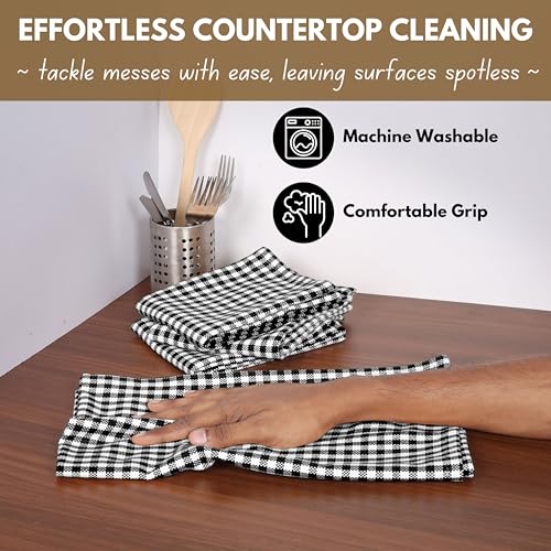 100% Cotton Gingham Farmhouse Kitchen Dish Towel 4 Pack 16"x26"