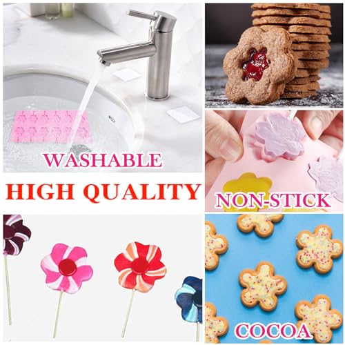 Silicone Lollipop Molds Candy Molds Silicone Sucker Molds Hard Candy Mold & 8 Rounds Nonstick Lollipop Mold With 20 Sticks for Candies