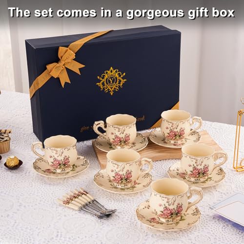 Tea Cups and Saucers Set of 6 (6 Count)