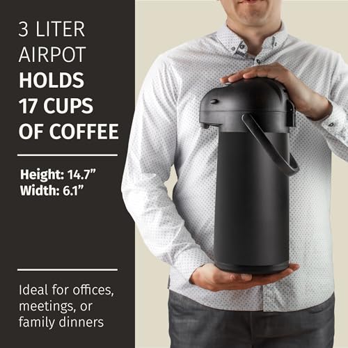 Airpot Coffee Carafe Dispenser with Pump Black 12 Hours Hot Water Retention