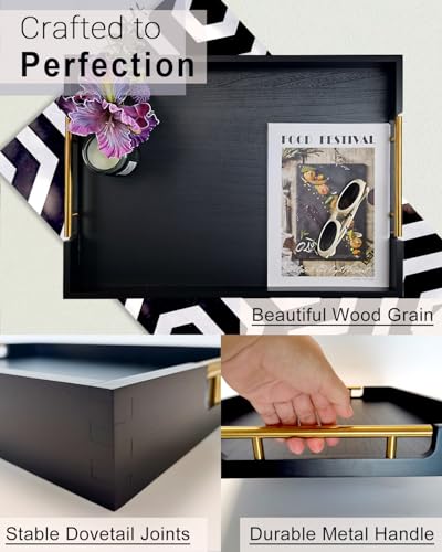 22 Inches Wooden Serving Tray with Handles