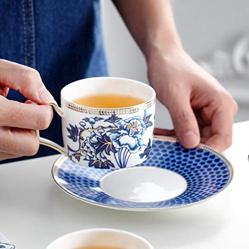 Utility 11 Pieces Tea Sets for Adults Tea Cup and Saucer Gift Set Bone China Tea Sets Wedding Tea Service Ceramic Coffee Cups Set Tea Cup and Saucers Teapots