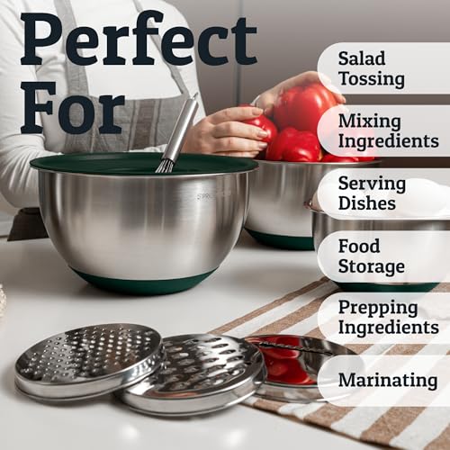 Stainless Steel Mixing Bowls with Lids Set (5 Count)