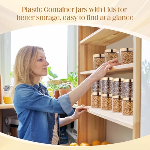 4 Pcs Plastic Jars Wide Mouth with Lids (4 Count)