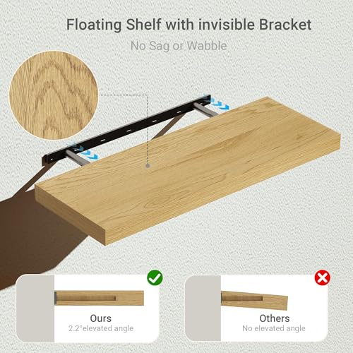 Deep Floating Shelves for Wall 24 inches Long Set of 2 (2 Count)