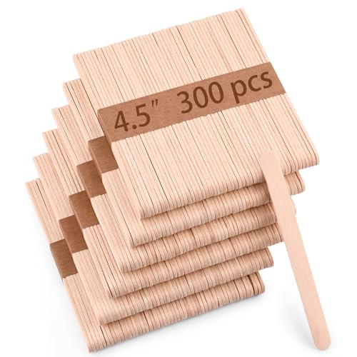 300 Pcs 4.5" Length Popsicle Wooden Sticks (300 Count)