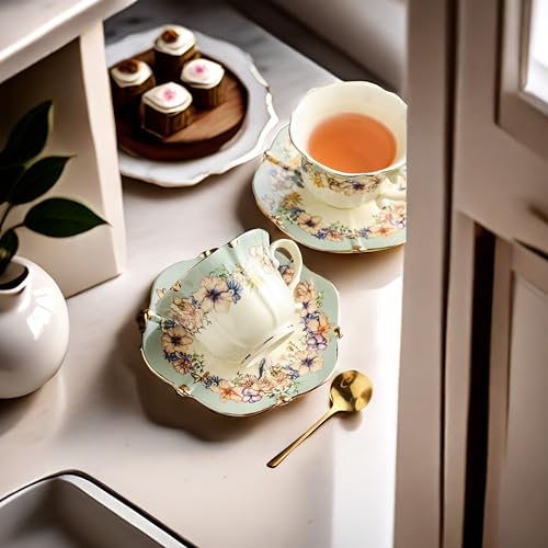Country Roses Bone China Tea Cup and Saucer Set (3 Count)