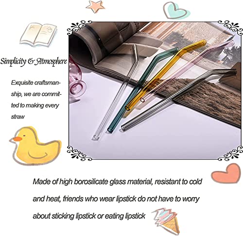6 Reusable Colorful Curved Glass Straws (6 Count)