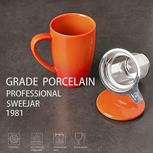 Sweejar Porcelain Tea Mug with Infuser and Lid