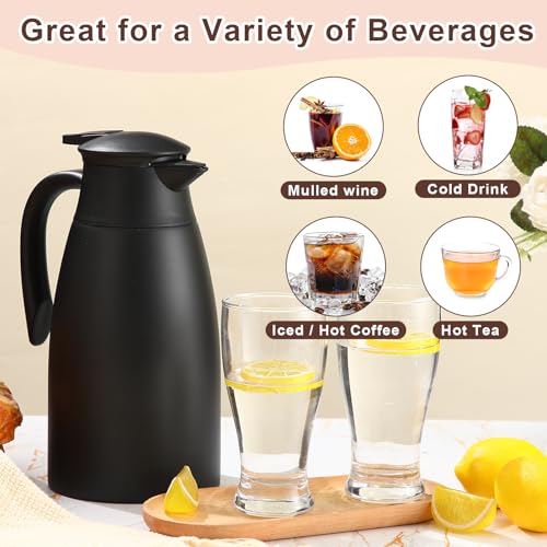 2 Pcs Thermal Coffee Carafe Insulated Stainless Steel Coffee Carafe for Hot Liquid Vacuum Thermal Pot Creamer Pitcher Dispenser with Brushes Keeping Hot Water Milk (4 Count)