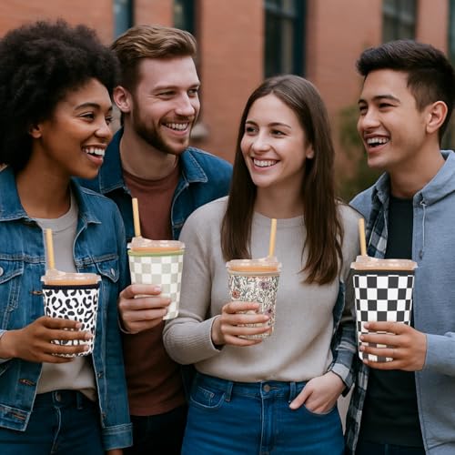 Reusable Insulated Neoprene Iced Coffee Cup Sleeve (3 Count)