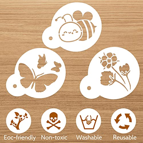 30 Pack Coffee Stencils Reusable Plastic Latte Art Cake (30 Count)