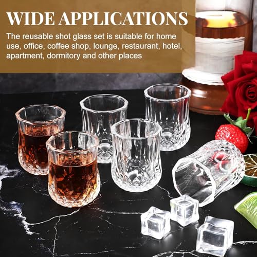60 Pcs 1.7 oz Mini Shot Glasses Set Whiskey Tasting Glasses Heavy Duty Base Clear Shot Cup Cute Cordial Mini Wine Cups for Bourbon
