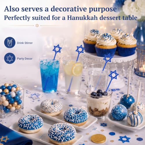 30 Pcs Hanukkah Drink Stirrers Hexagram Star Stir Sticks (30 Count)