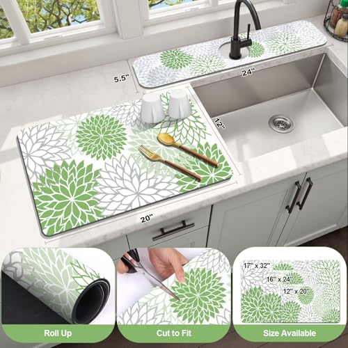 2PCS 12" x 20" Dish Drying Mat & 24" x 5.5" Sink Splash Guard (2 Count)