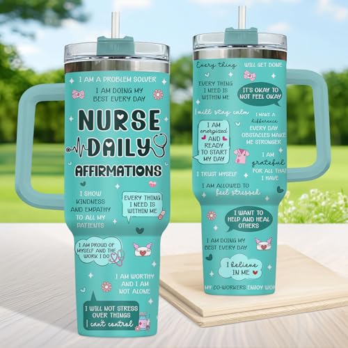 Nurse Life Funny Daily 40 oz Tumbler with Handle