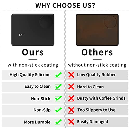 Coffee Tamper Mat Food Grade Silicone Rubber Espresso Mat 8 Inch X 6 Inch Black