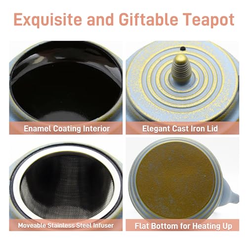 33.8oz Cast Iron Teapot for Stovetop