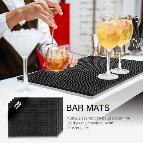 4 Pcs Black Bar Mats for Countertop