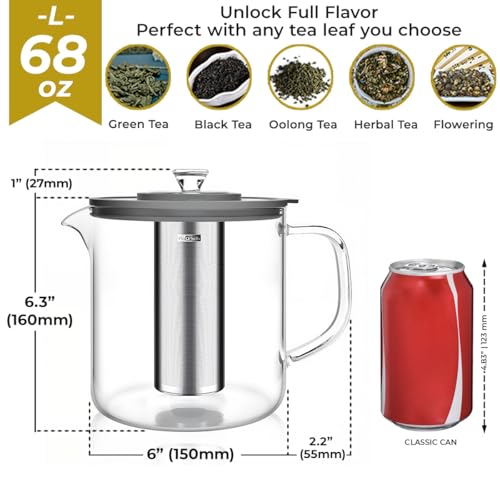 68oz Glass Tea Pot with Infuser (68 Count)