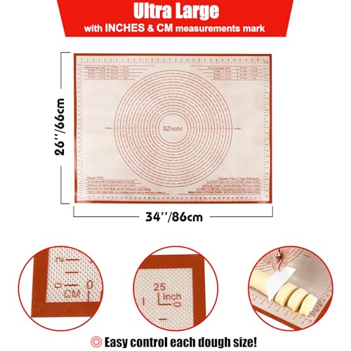 Silicone Pastry Mat 34X26 inch Baking mat Perfect for Dough