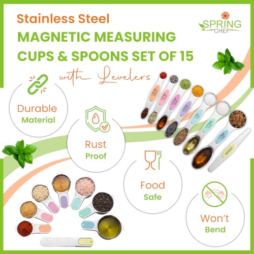 Magnetic Measuring Cups & Spoons Set of 15 w
