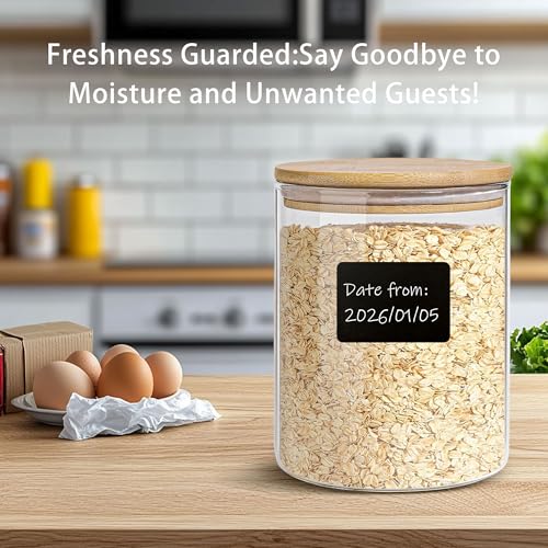 Glass Storage Jars Set Elegant Containers with Airtight Bamboo Lids