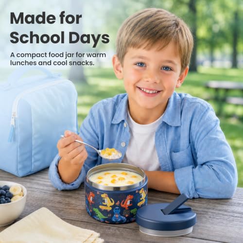 12oz Insulated Vacuum Food Jar with Buckle Lid Wide Mouth Soup Thermo for Hot Food Kids Leakproof Stainless Steel Lunch Container