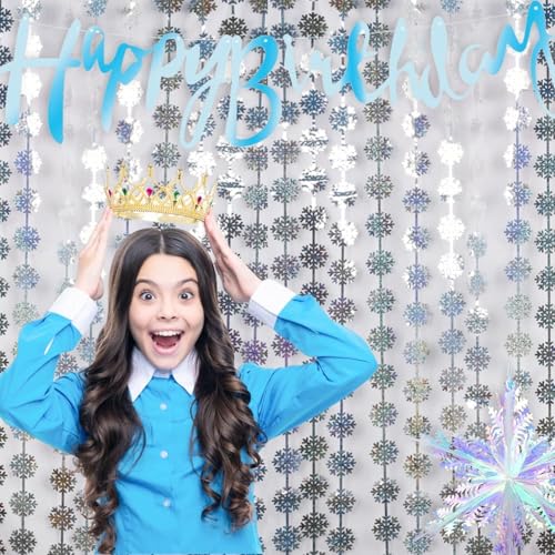 Party Snowflake Backdrop Hanging Snow Flakes Foil Fringe Curtain (2 Count)