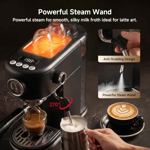 H10B Programmable Espresso Machine with LED Display & Pressure Gauge