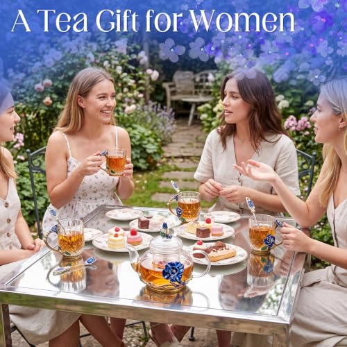 5 Pcs Floral Glass Tea Set (5 Count)