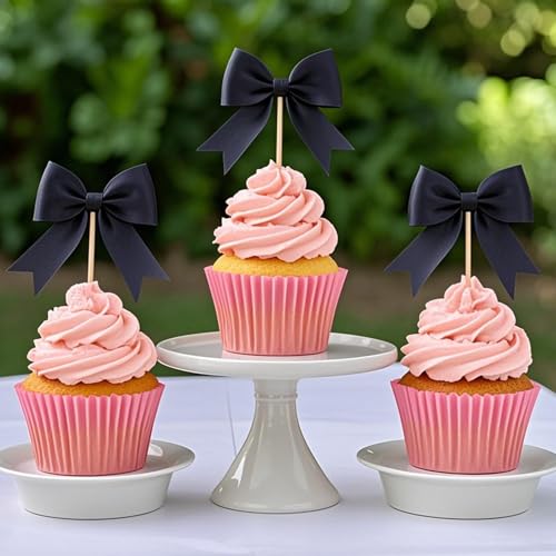 24Pcs Bow Cupcake Toppers (24 Count)