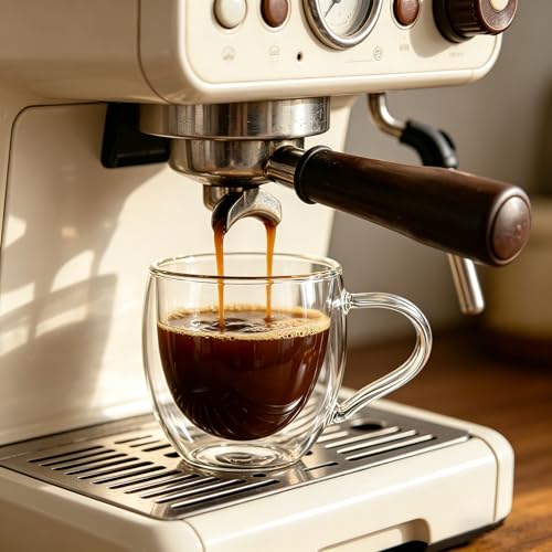 Double Wall Glass Coffee Mugs with Handle (2 Count)