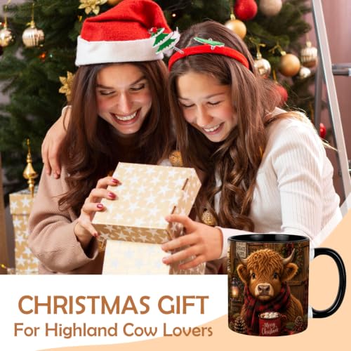 Cozy Christmas Highland Cow Coffee Mug