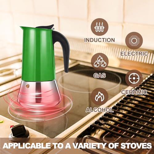 12 Cup Stovetop Espresso Maker Stainless Steel Moka Pot Stove Top Percolator Italian Coffee Makers Capable Mocha Greca Machine Cafe Classic Induction Cookers for Home and Camping 600ml 20oz