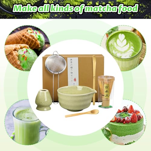 Matcha Set 6 Pcs Matcha Whisk Set with 20 oz Bowl