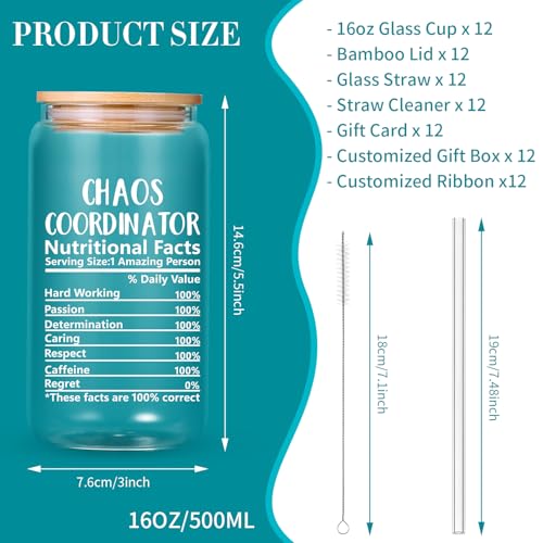 12 Pack Employee Appreciation Gifts Glass Cups (12 Count)