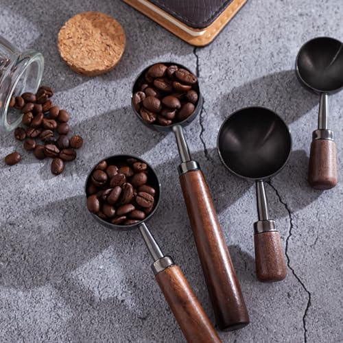 2 PCS Coffee Scoop Vintage Coffee Measuring Spoon Retro Stainless Steel Coffee Spoon Long Wooden Handle Coffee Scoop Kitchen Utensil for Scooping (2 Count)
