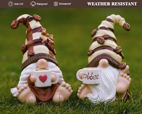 2PCS Coffee Gnomes FigurinesFigurines Mother's Day Decorations Kitchen Shelf Decor Tiered Tray Table Ornament Coffee Bar Accessories Decor Elfs Statue Cute Resin Housewarming Gifts for Women (2 Count)