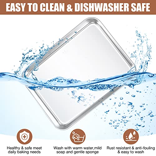 12 Pcs Baking Sheet Pan Set Stainless Steel Cookie Sheet Small Toaster Oven Pans Tray Barbecue Grill Pan Rectangle Trays Oven Freezer Bakery