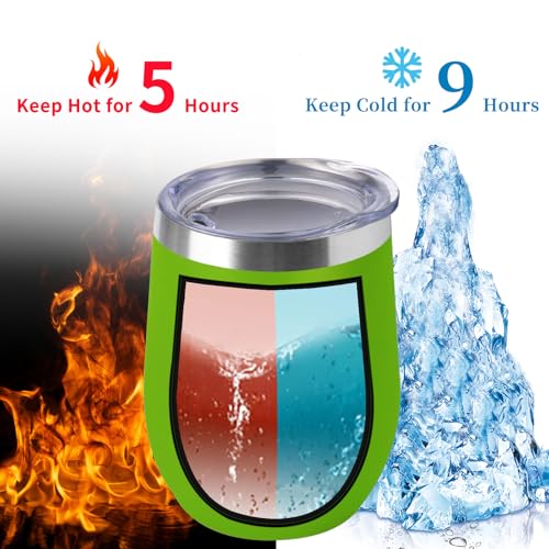 12oz 6 Pack Wine Tumbler Glasses with Lid Stemless Double Wall Vacuum Stainless Steel Travel Tumbler Keeping Cold & Hot for Wine (6 Count)