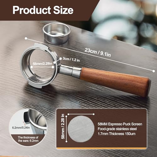 58 mm Bottomless Portafilter Compatible with E61 GroupHead Espresso Machine