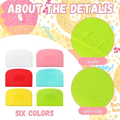 24 Pcs Plastic Bench Scraper with Scale Flexible Dough Multipurpose Cake Cutter Pizza Dough Spatula Food Scraper Tool Gift for Bread Pastry Fondant Icing (24 Count)