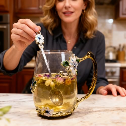 Best Gifts For Women Mom Blue Glass Coffee Tea Mug Unique Birthday Christmas Gift For Women Who Have Everything