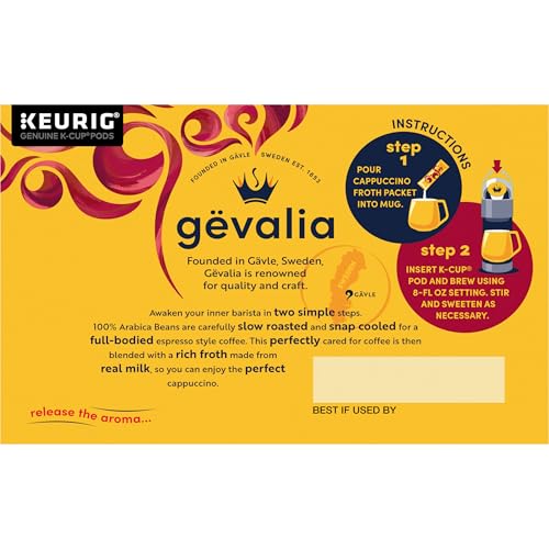 Kaffe, 2-Step K-Cup & Froth Packets, (Cappuccino Espresso), 6 Count (Pack of 3) (18 Count)